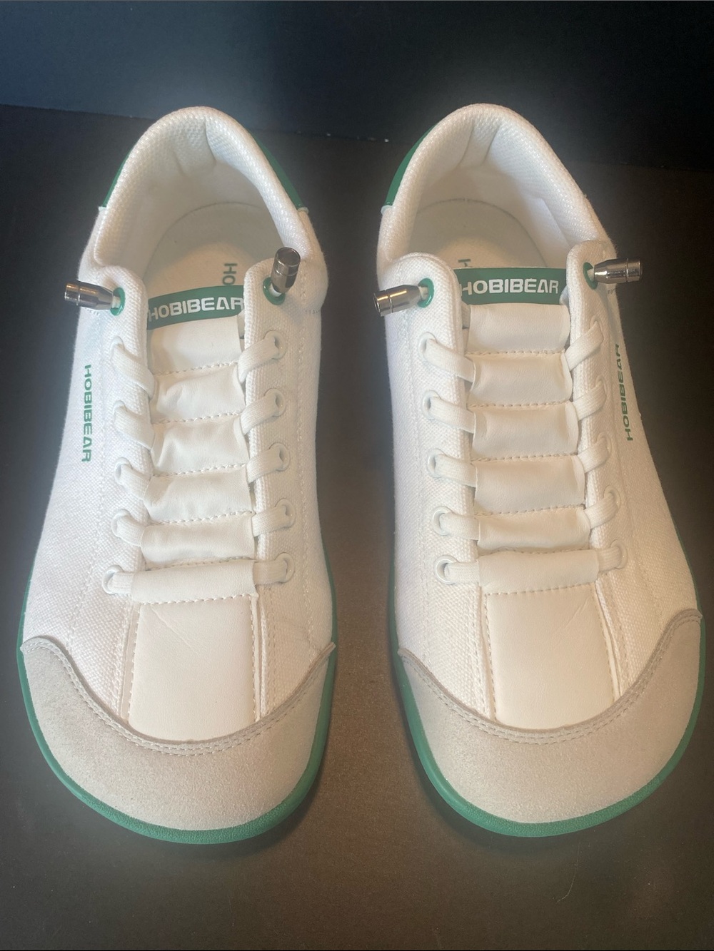 Hobibear Barefoot Minimalist Canvas Slip On Wide Toe Box Sneaker Green White 8.5